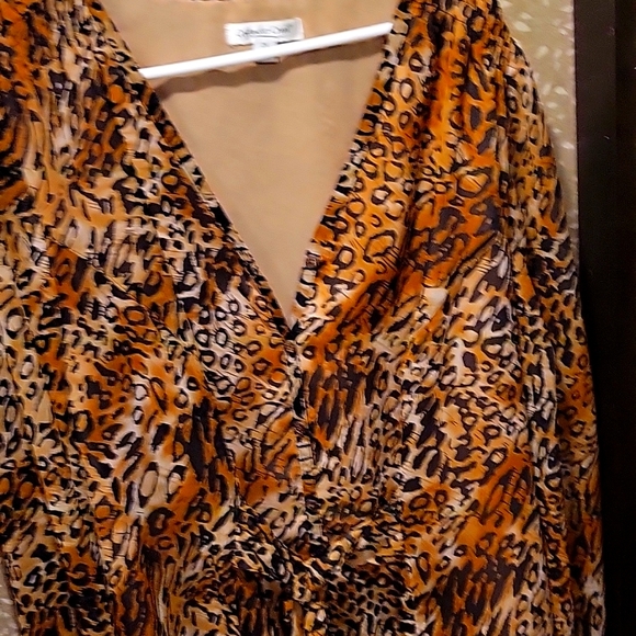 Coldwater Creek Sheer Animal Print Top - Picture 1 of 4